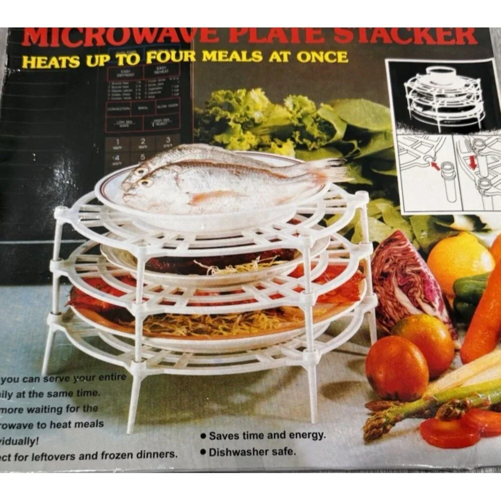 Microwave Plate Stacker Heats Up to 4 Meals At Once